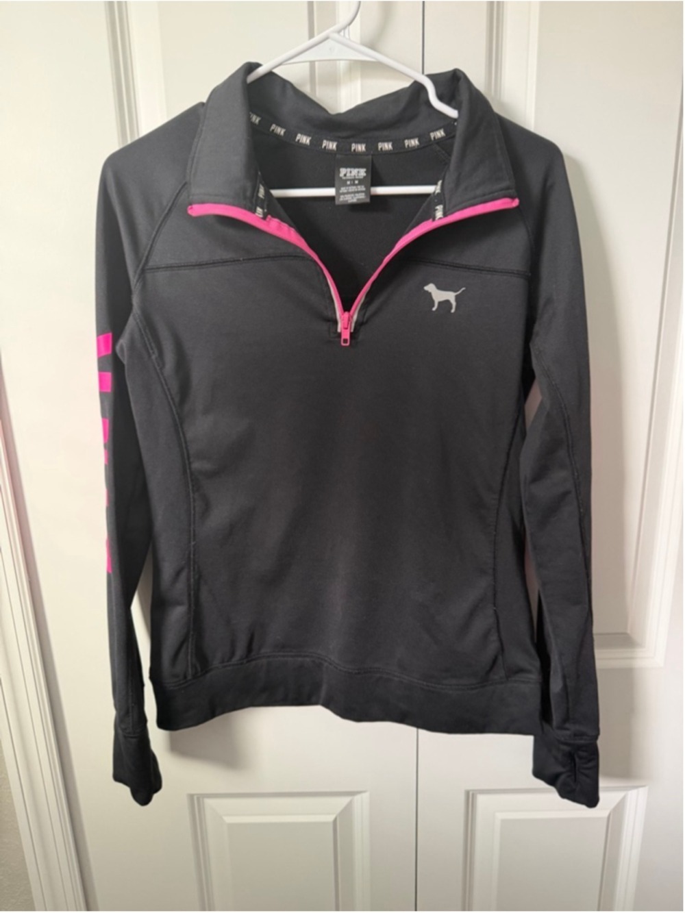 PINK Black & Pink Quarter-Zip Sweatshirt M